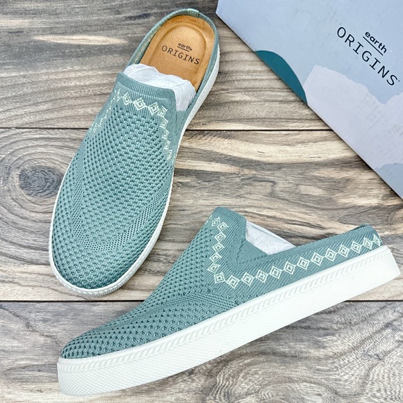 Earth Origins Shoes - NIB Earth Origins Zilly 9 40.5 Slip On Comfort Casual Sneaker Mules Dusty Green